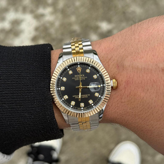 ROLEX DATE JUST DIAMONDS PREMIUM BICOLOR TABLERO NEGRO