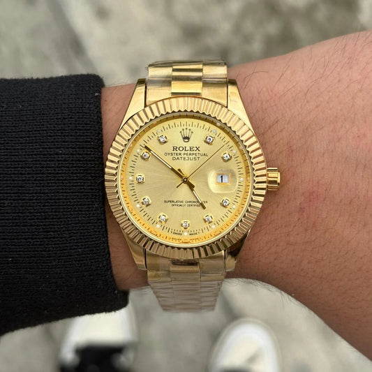 ROLEX DATEJUST DIAMONDS PREMIUM DORADO TABLERO DORADO