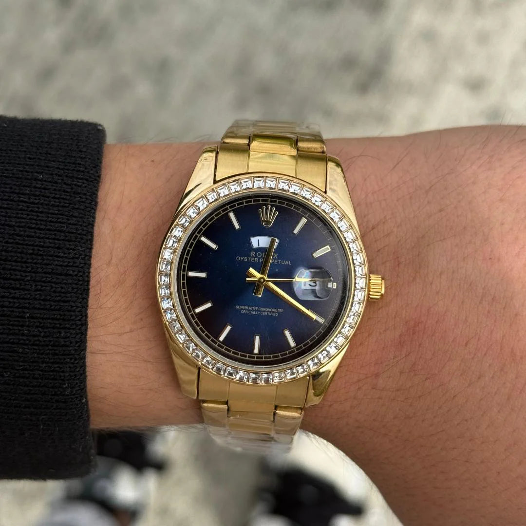 ROLEX DAYDATE CIRCONES PREMIUM DORADO TABLERO AZUL